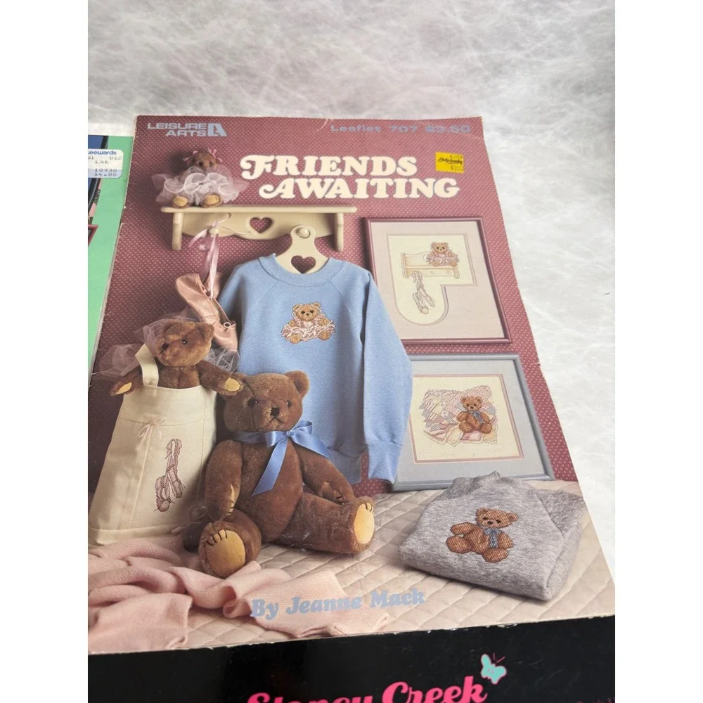 Vintage Cross Stitch Pattern Booklets Lot 4 Everglades Ocean Animals Teddy Bears
